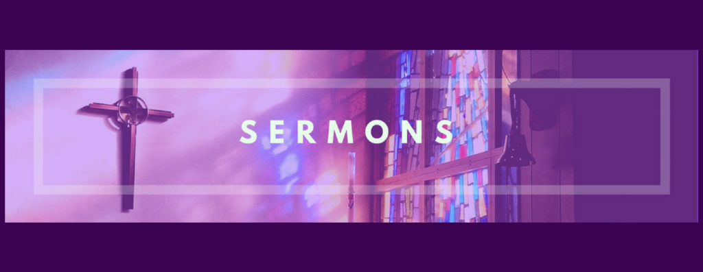 A purple background with the word sermons written in white.