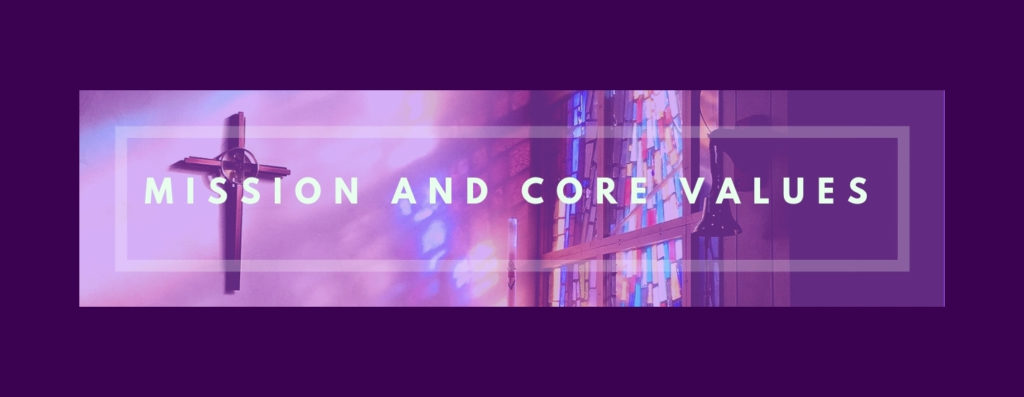 A purple background with the words " vision and core values ".